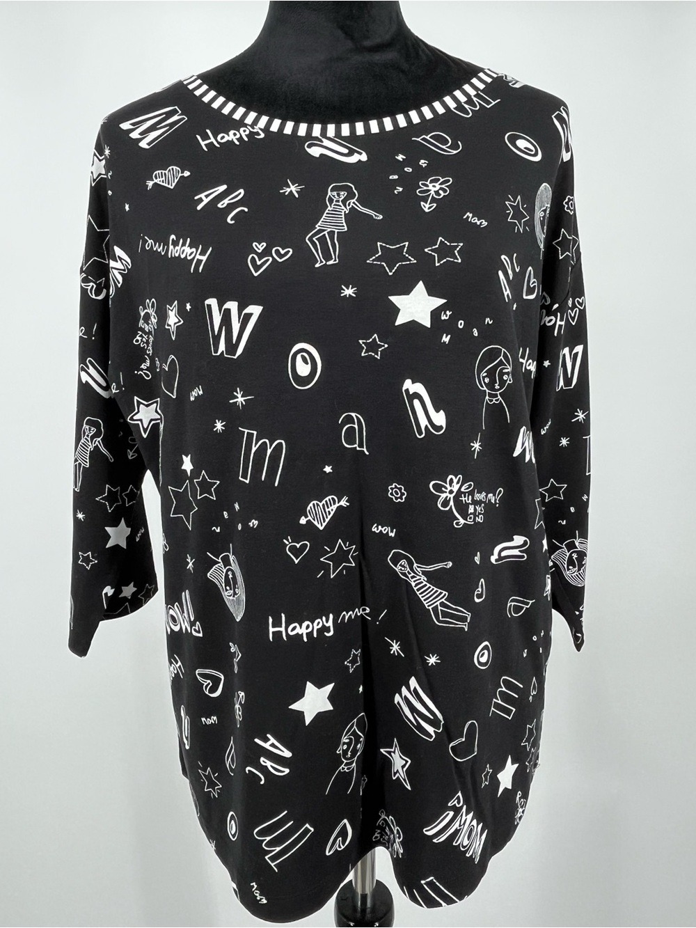 Betty Barclay Black Graphic Print Top Women’s Size L/XL (14)